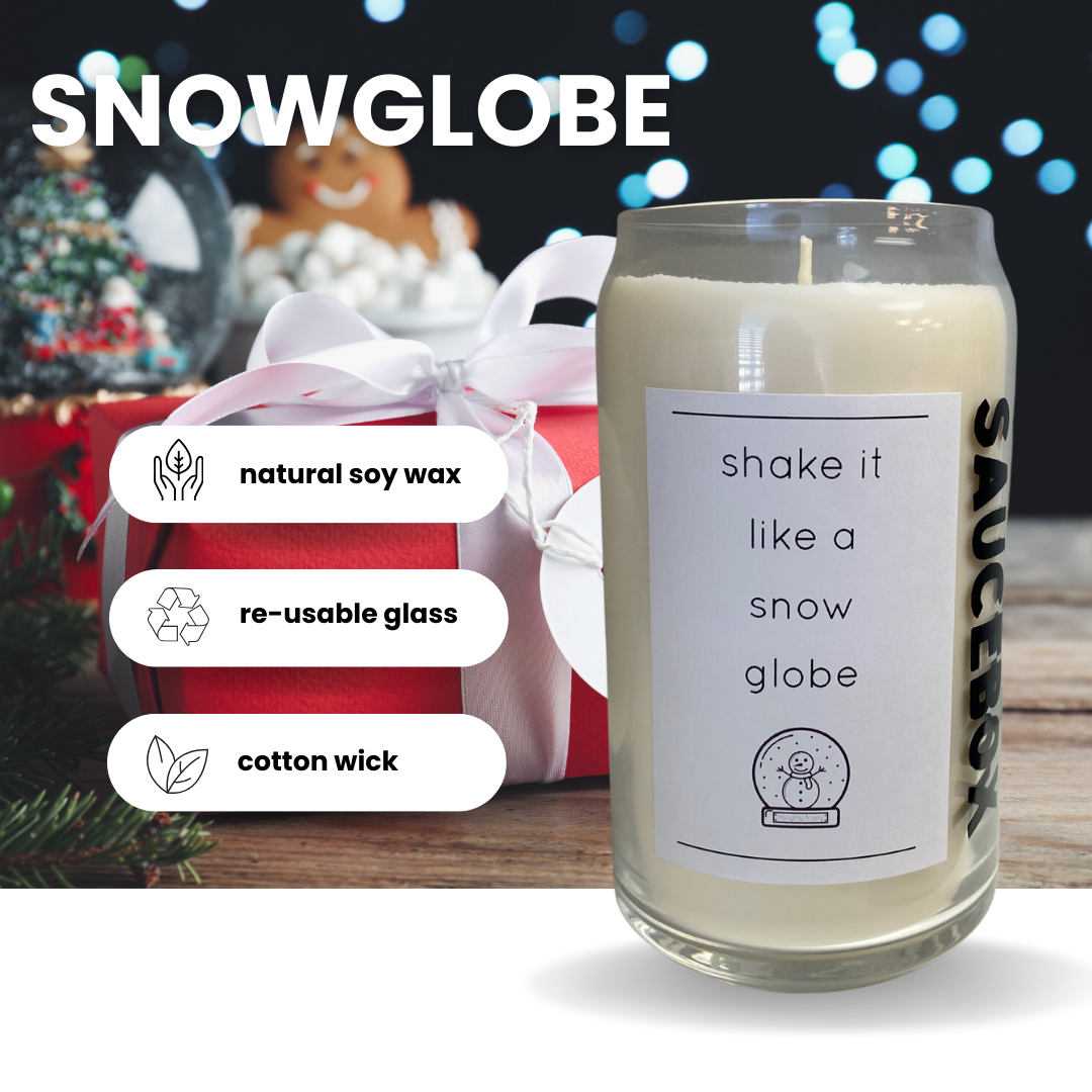 snowglobe soy candle cotton wick