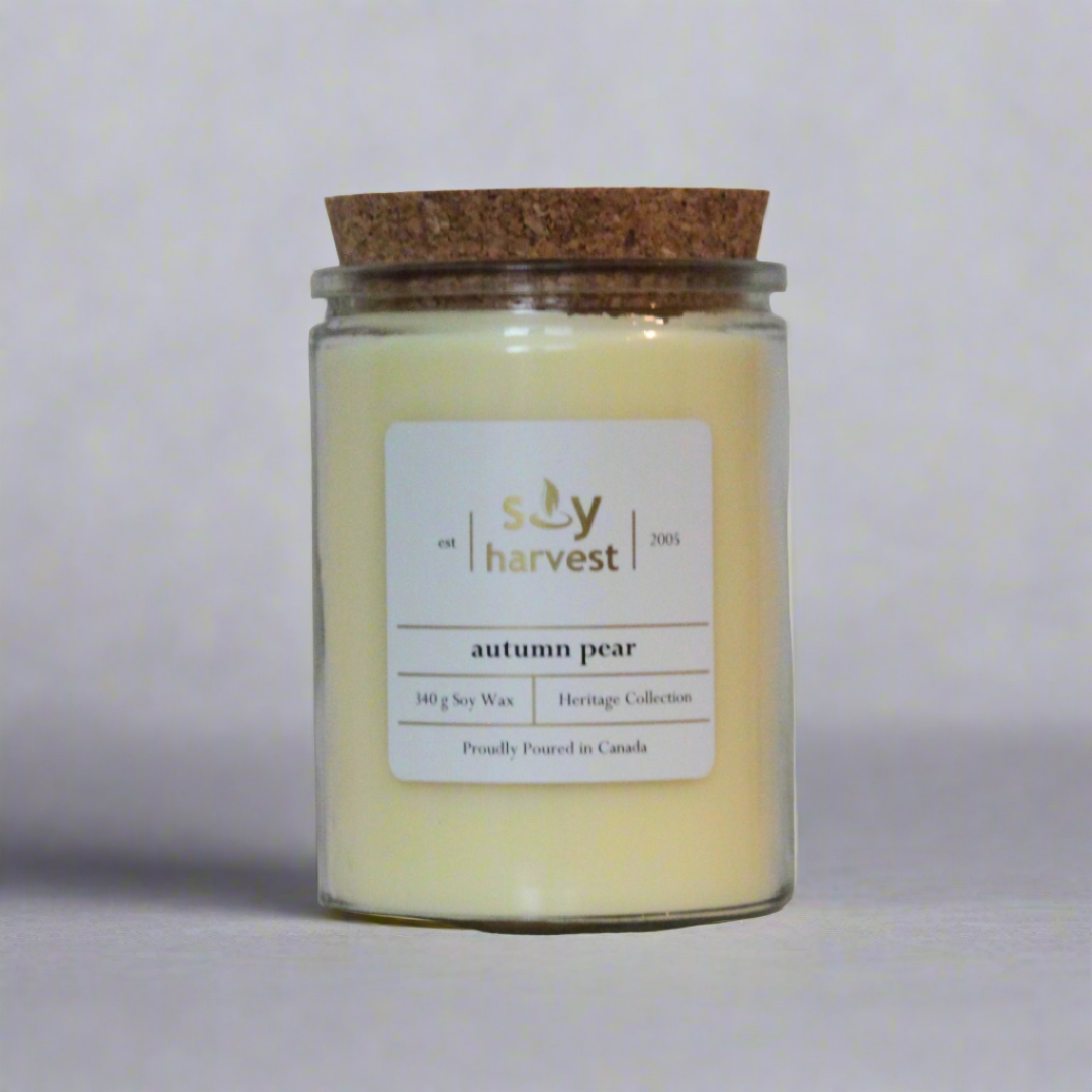 autumn pear scented soy candle cotton wick