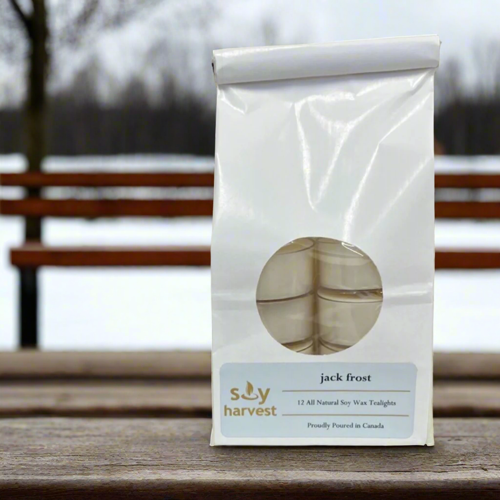 jack frost soy tealight candle