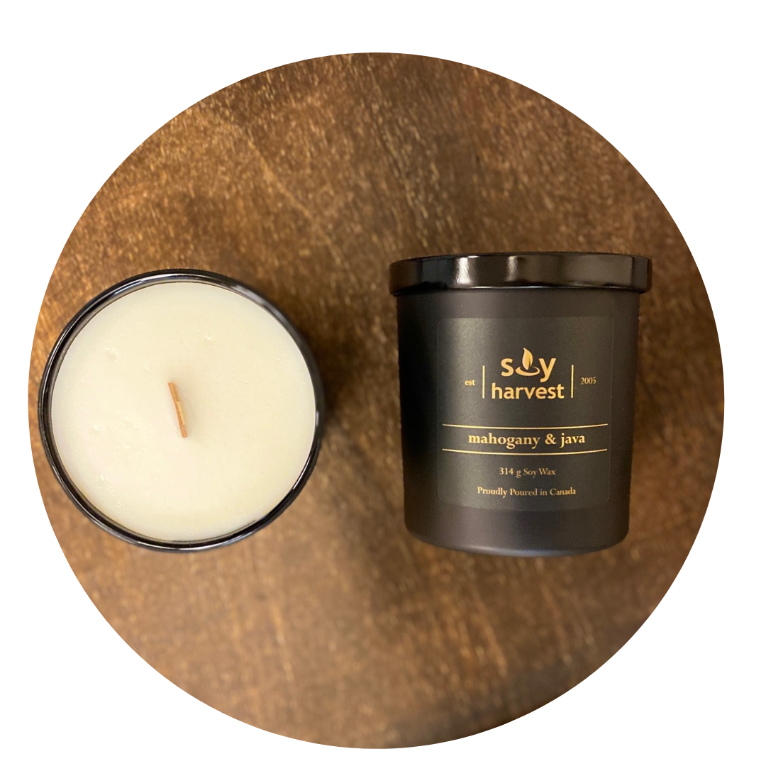 mahogany java soy candle cotton wick