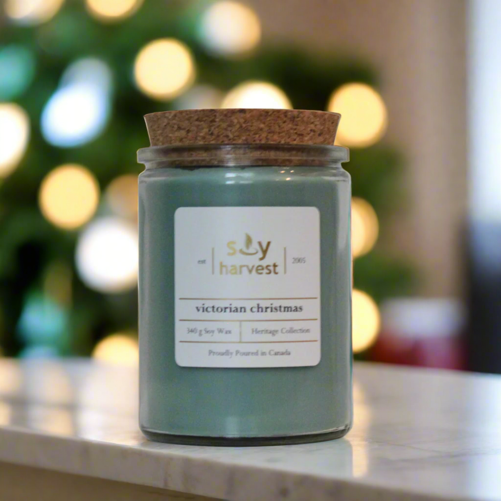 victorian christmas candle cotton wick green soy harvest candle brand