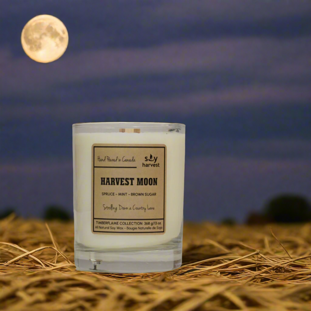 wooden wick all natural soy wax candle tree in background