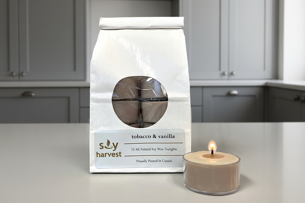 tobacco vanilla soy tealight candle
