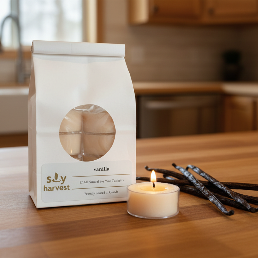 vanilla soy tealight candle