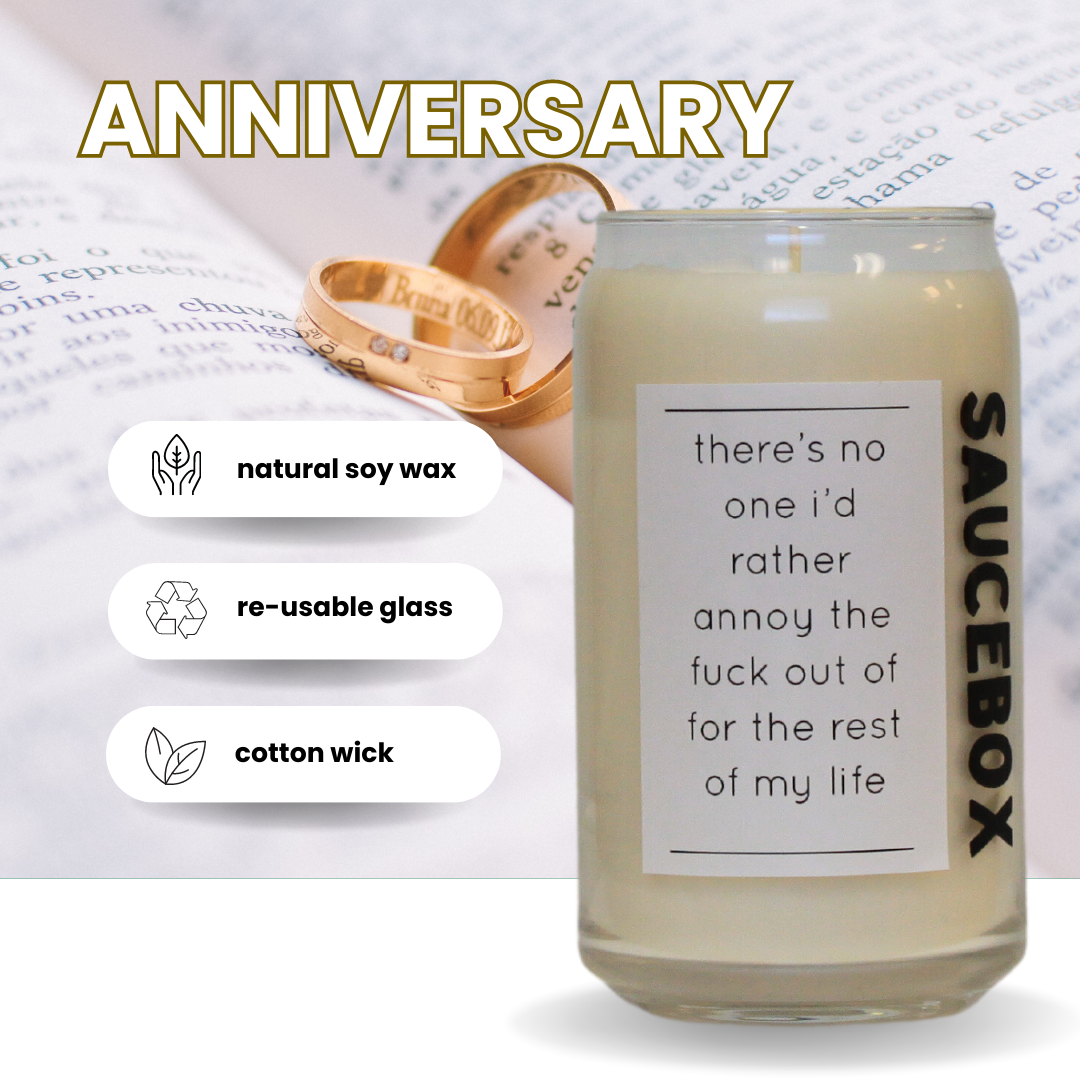 Anniversary scented soy candle cotton wick, funny and saucy candle, for man or woman, wholesale available, natura soylight