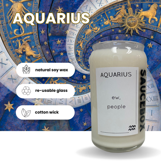 aquarius scented soy candle cotton wick, horoscope, birthday candle, wholesale and fundraising available