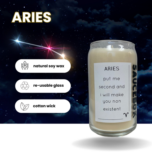 aries scented soy candle cotton wick, horoscope,  birthday candle, wholesale available