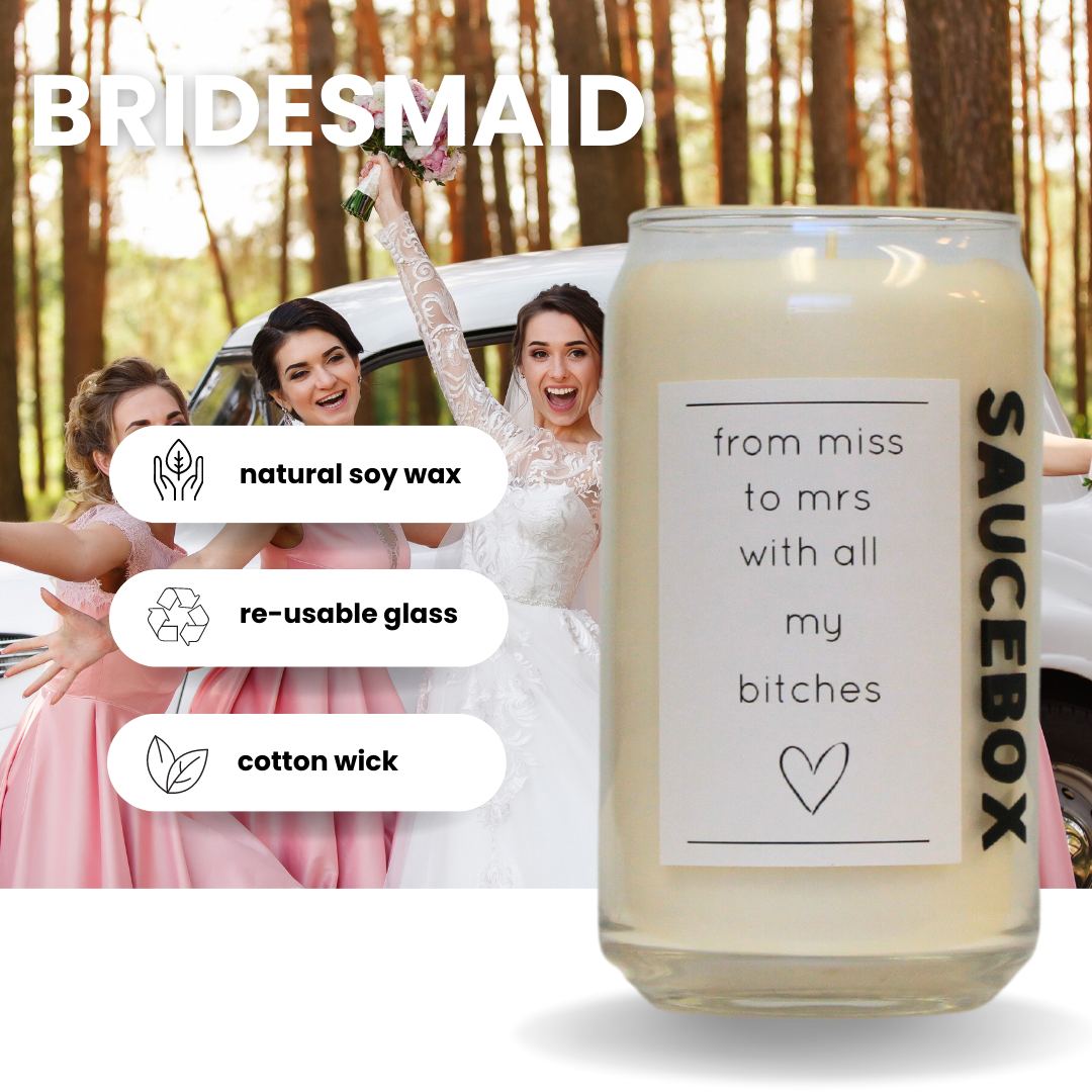 bridesmaid scented soy candle cotton wick funny candles, saucy candles, wholesale, 