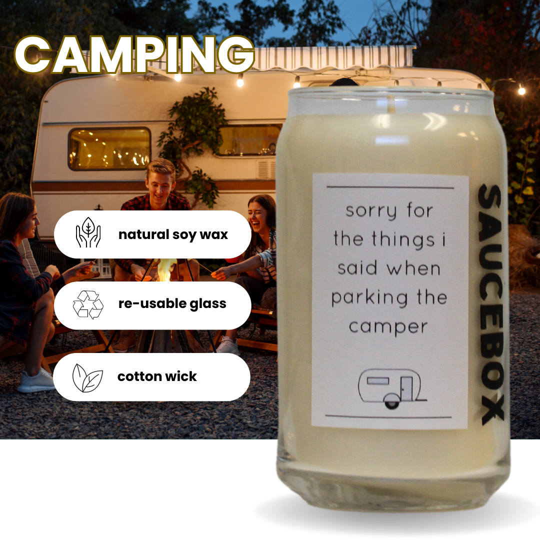 camping scented soy candle cotton wick