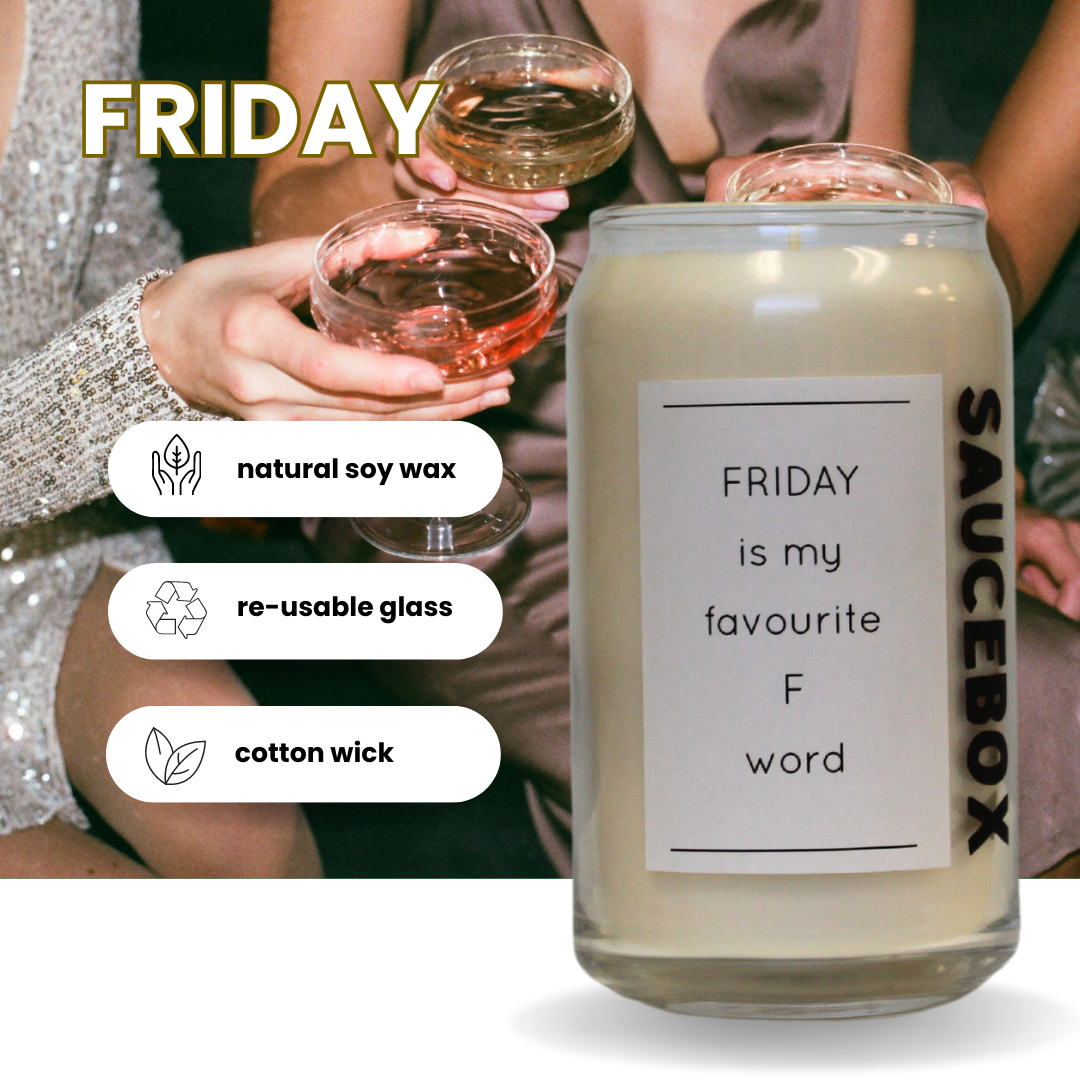 friday soy candle cotton wick, funny candle, saucy candle, wholesale available