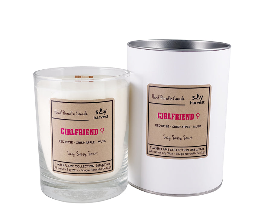  wooden wick all natural soy wax candle  Girlfriend - Sexy, sassy, smart