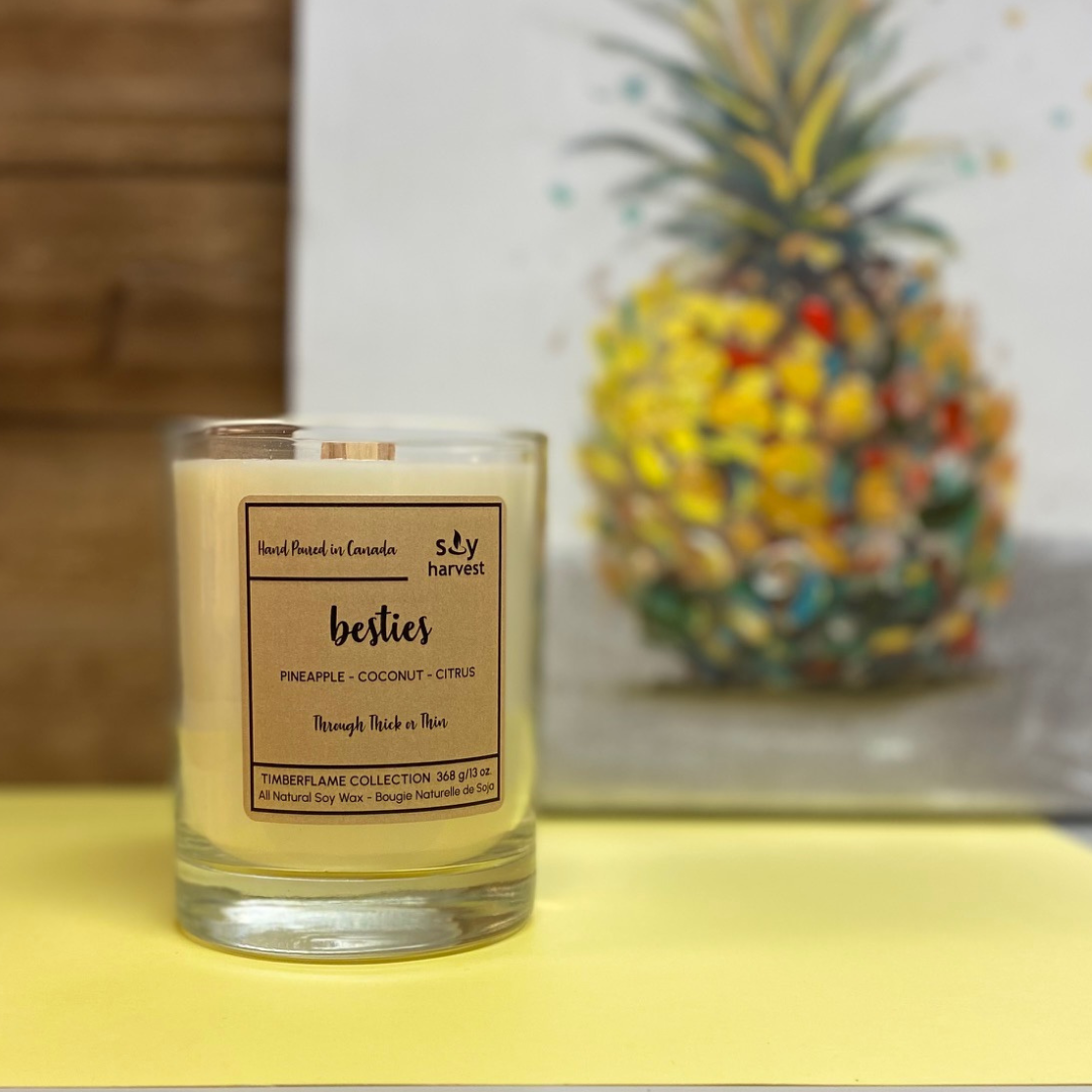  wooden wick all natural soy wax candle  with pineapple picture