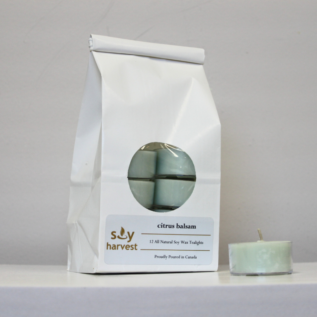 citrus balsam soy tealight candle