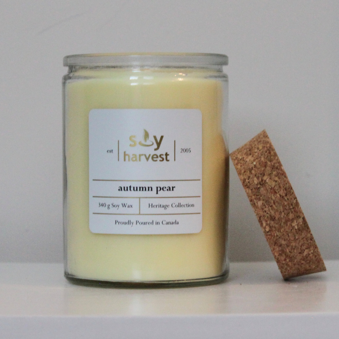 autumn pear scented soy candle cotton wick manitoba