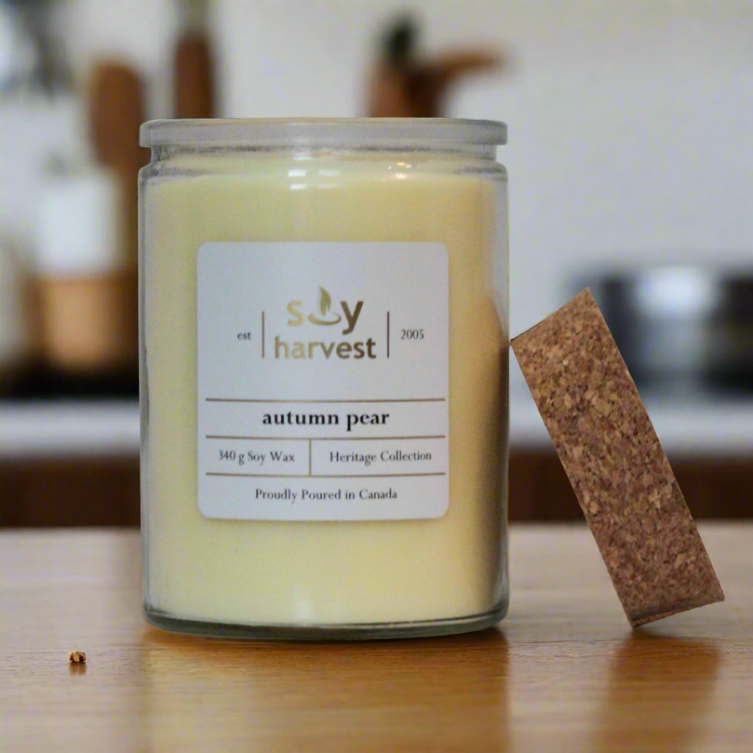 autumn pear scented soy candle cotton wick manitoba