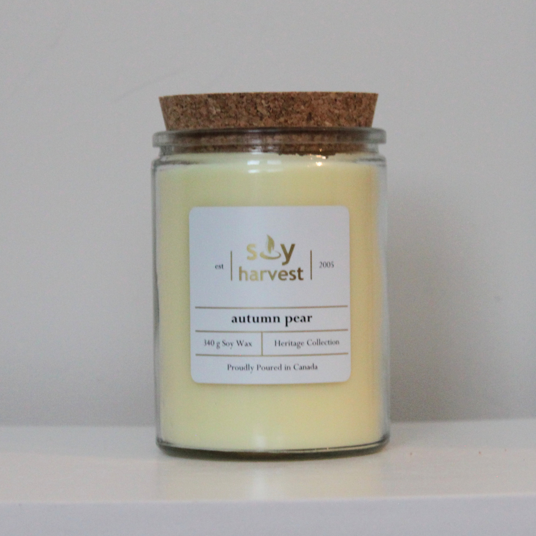 autumn pear scented soy candle cotton wick
