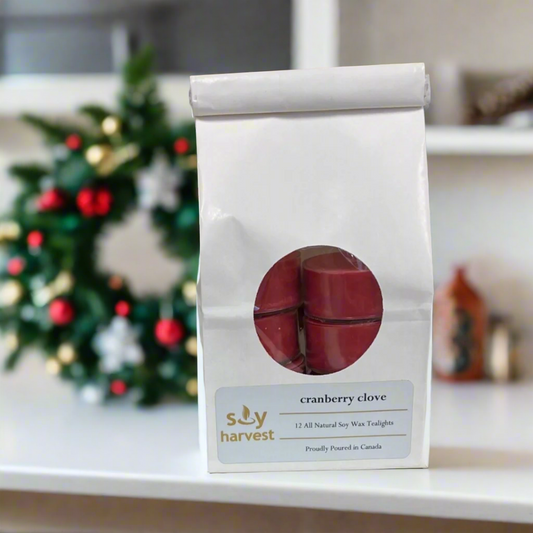 cranberry clove soy tealight candle