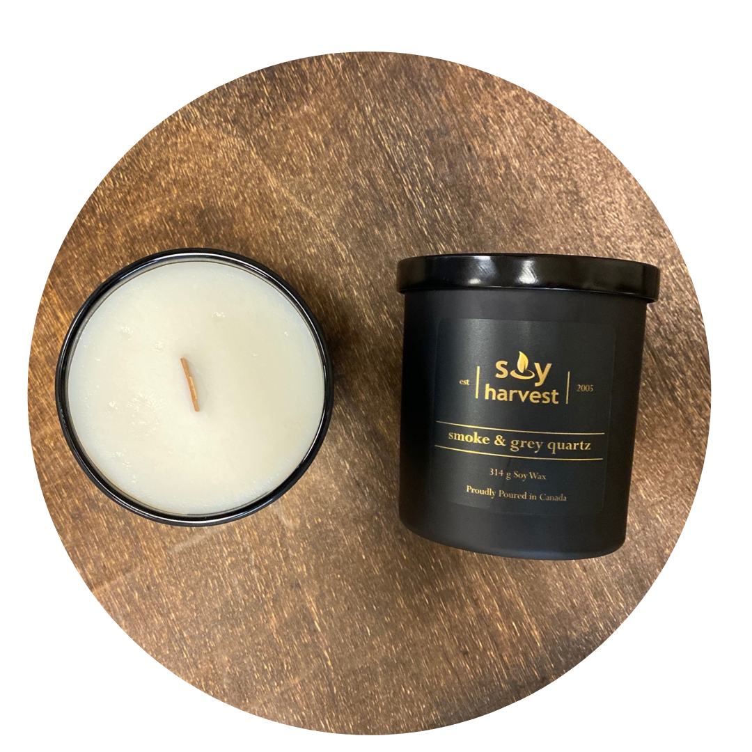 smoke grey quartz soy candle cotton wick