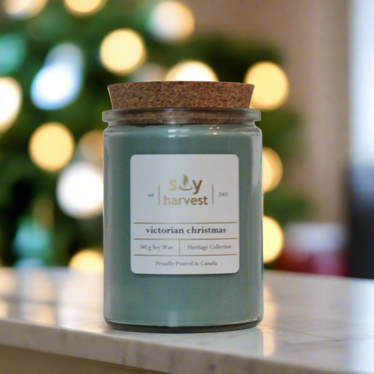 victorian christmas candle cotton wick green soy harvest candle brand