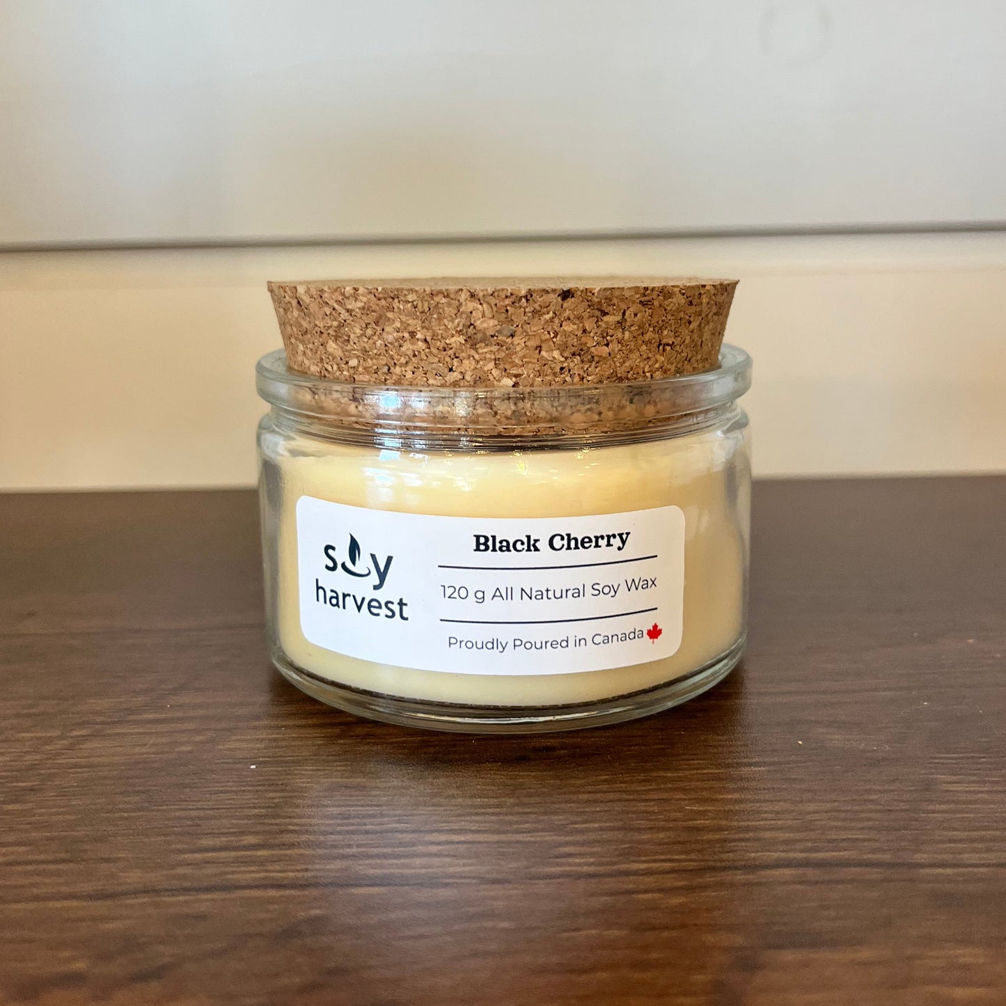 small candle jar with cork lid