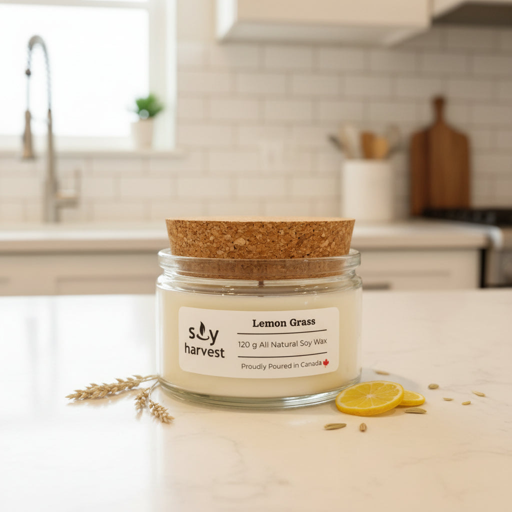 White candle with cork lid 120grams