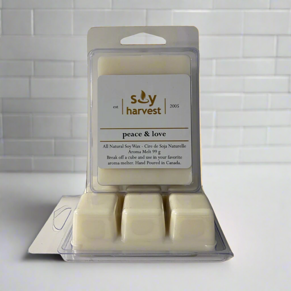 wax melt peace and love in white 6 cubes