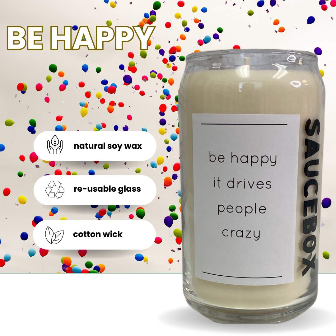 be happy scented soy candle cotton wick