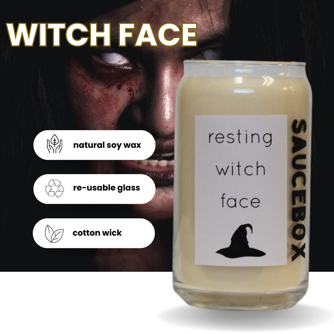 witch face soy candle cotton wick