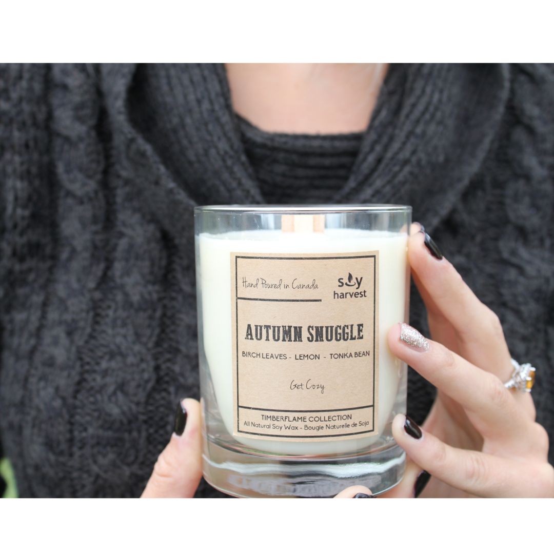 autumn snuggle scented soy candle cotton wick winnipeg