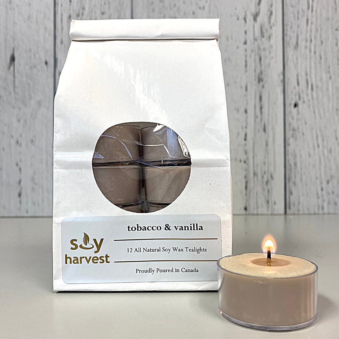 tobacco vanilla soy tealight candle