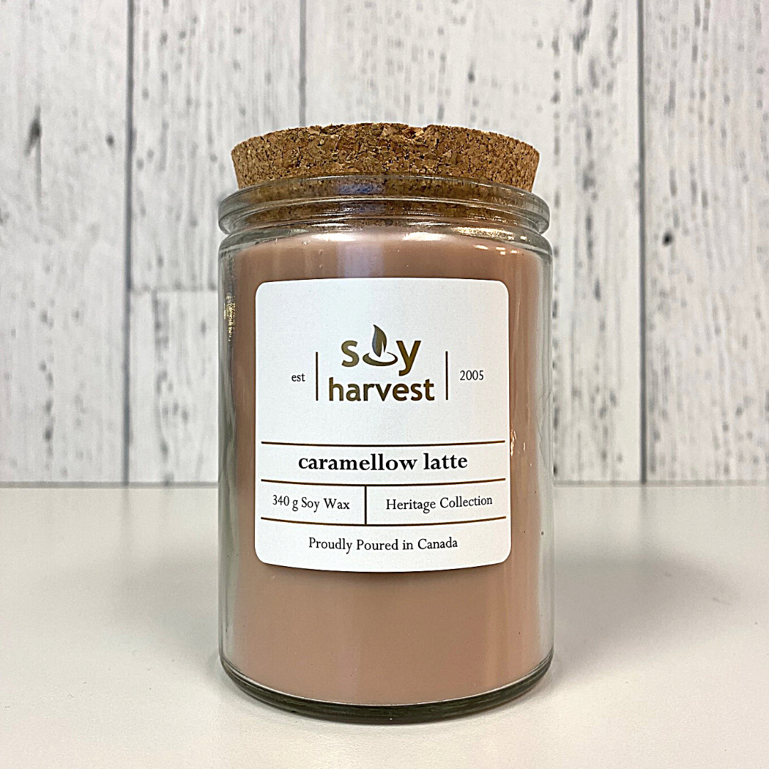 caramellow latte soy candle cotton wick
