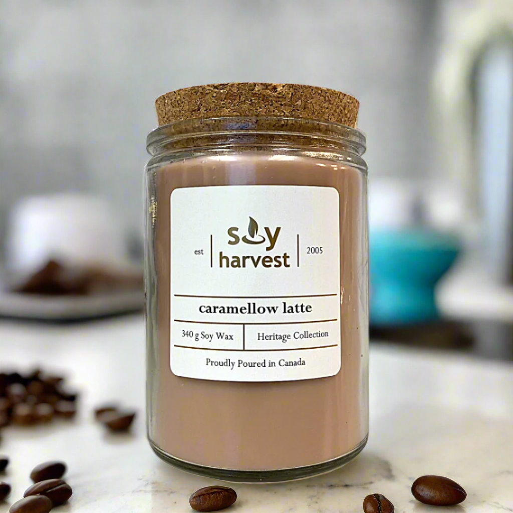 caramellow latte soy candle cotton wick