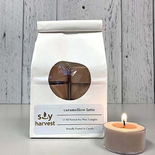 caramellow latte soy tealight candle cotton wick